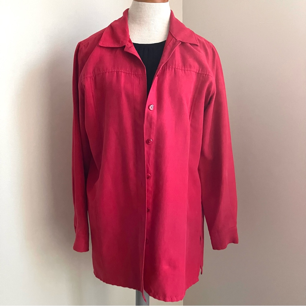 Faux Suede Soft Raspberry Button Down